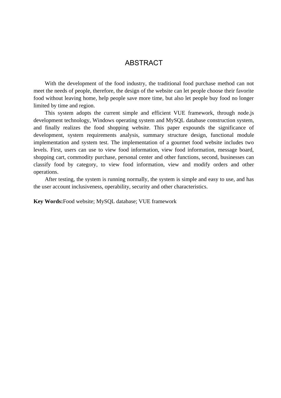 23年WP定稿_计算机科学与技术_基于VUE框架的美食网站设计与实现.docx_第4页