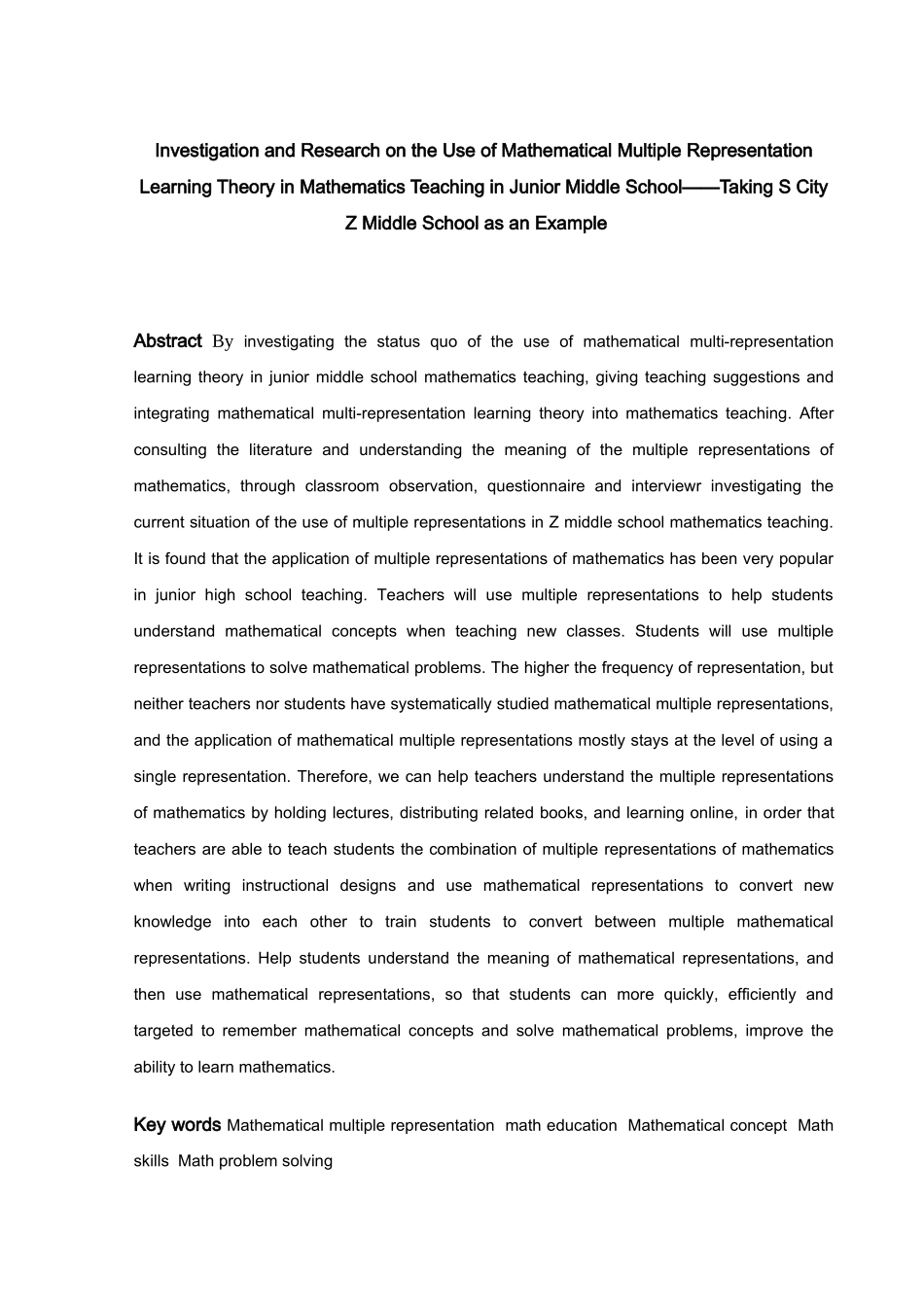 22年高质-数学与应用数学-数学多元表征学习理论在初中数学教学中使用现况的调查研究——以XX学校为例-2.doc_第2页