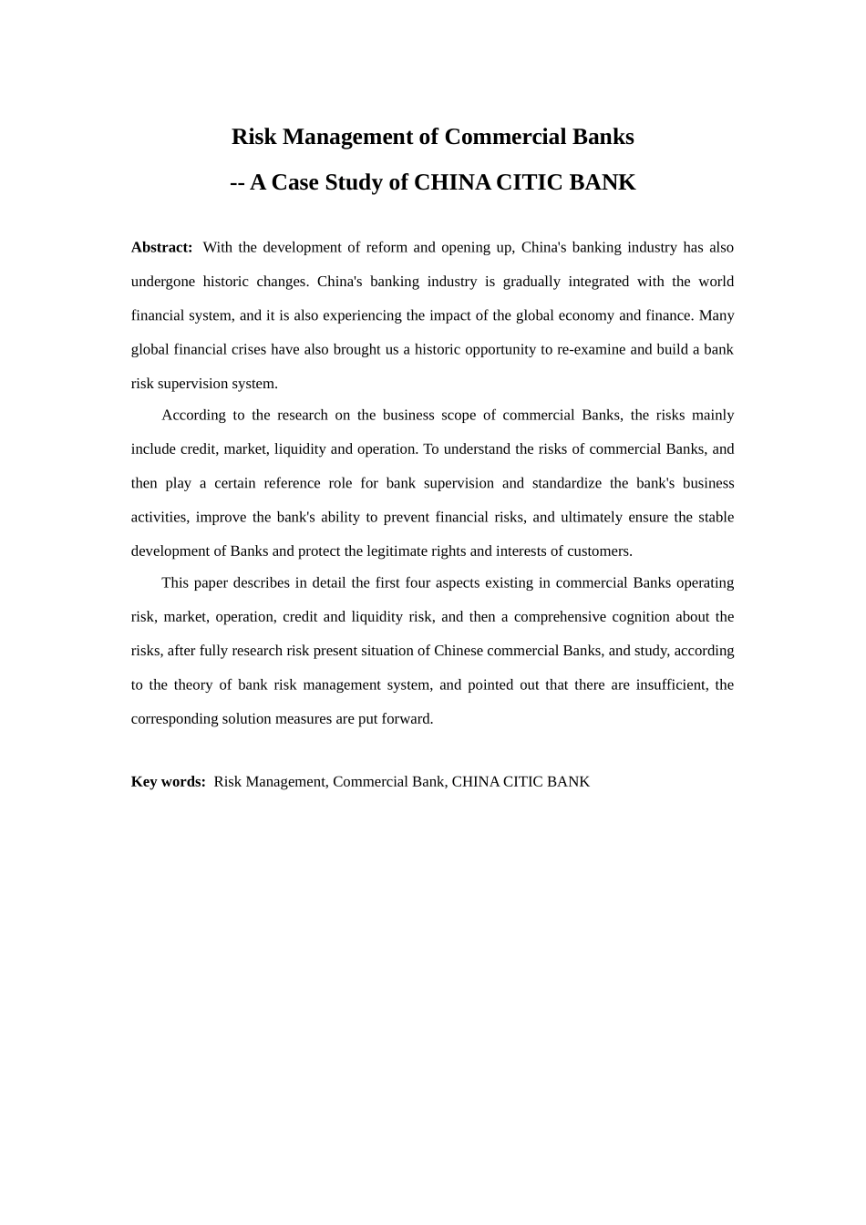 20年高质量-会计学-商业银行的风险管理-以中国中信银行为例-.docx_第1页