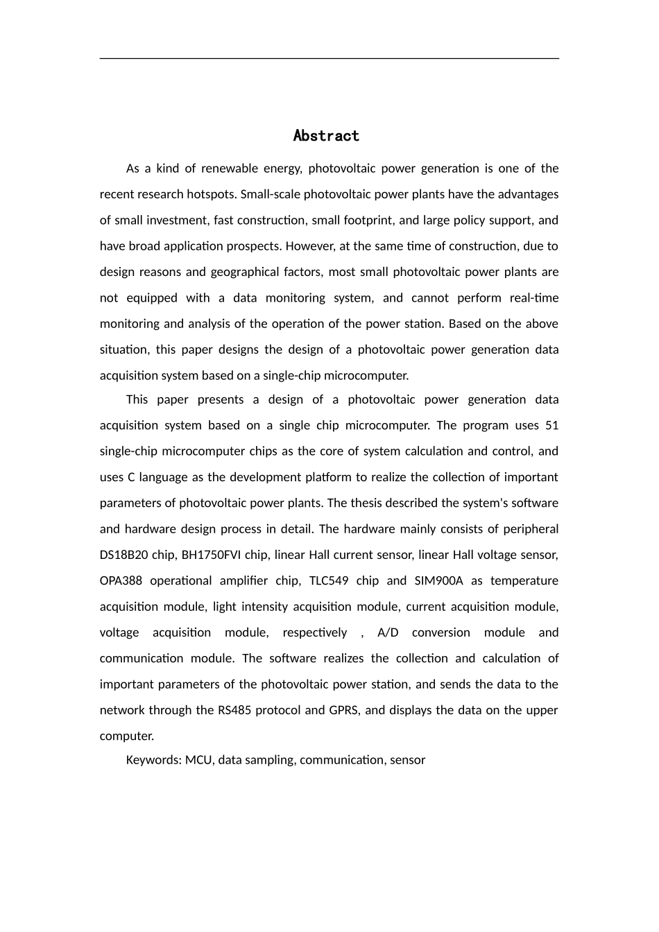 22年稿-基于单片机的光伏发电数据采集系统的设计.doc_第1页