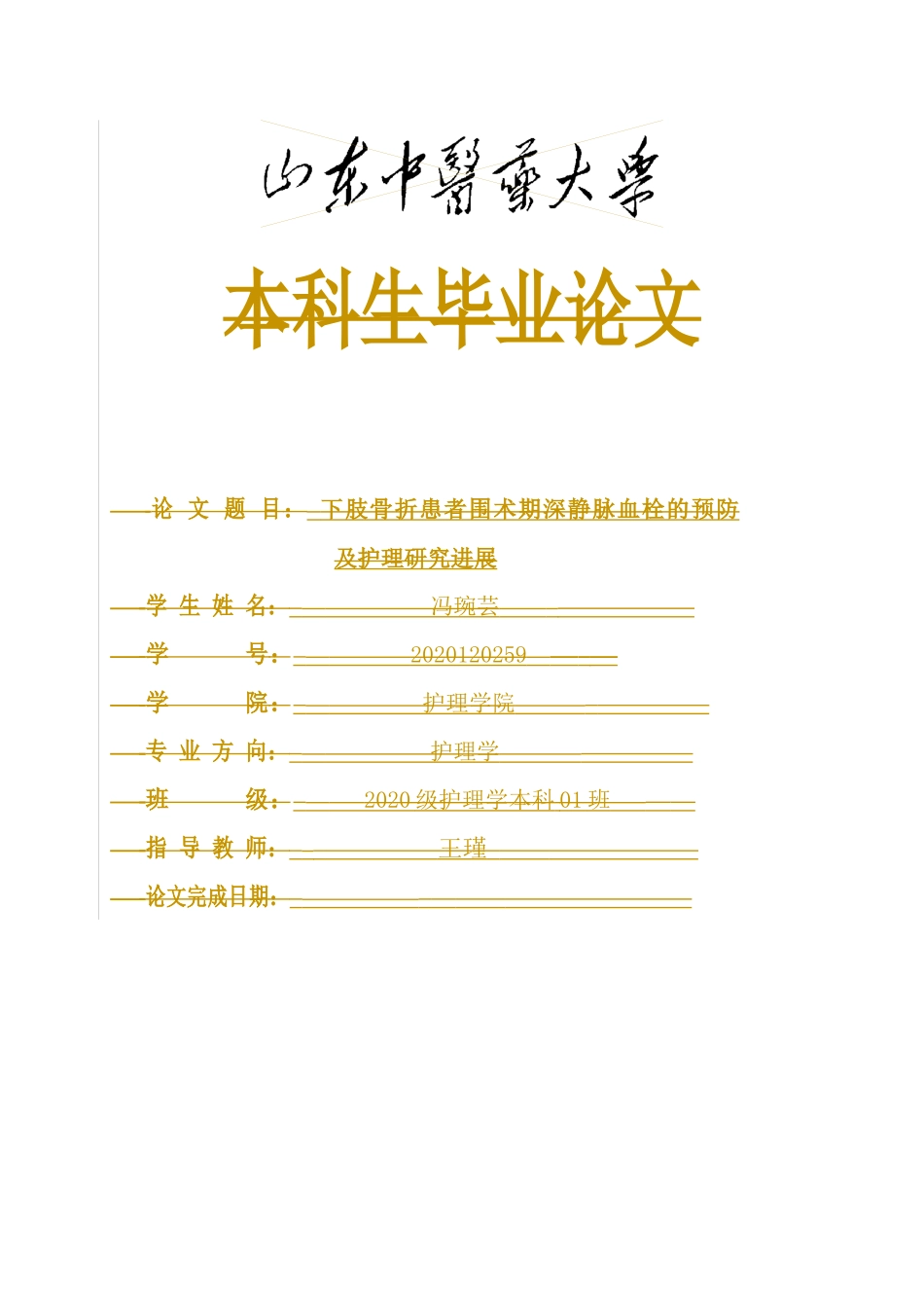 24年WP本科护理学 下肢骨折患者围术期深静脉血栓的预防及护理研究进展.doc_第1页